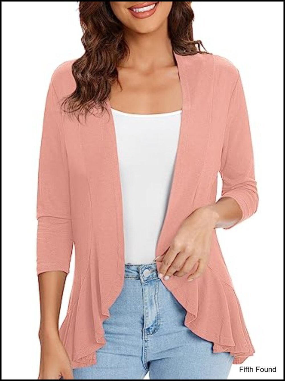 Women's 3/4 Sleeve Open Front Cardigan Lightweight Viscose Spandex